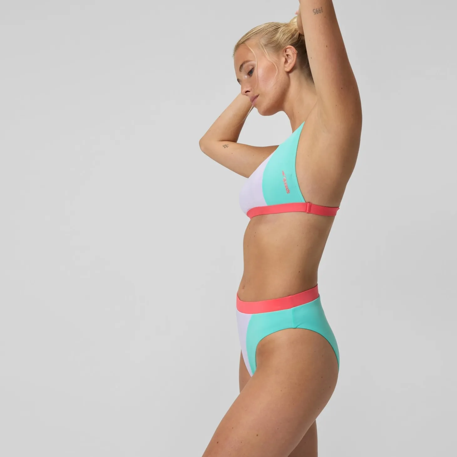 Cheap Bas de bikini Femme Colourblock FLU3NTE taille haute lilas/vert Femme Maillots 2 Pièces