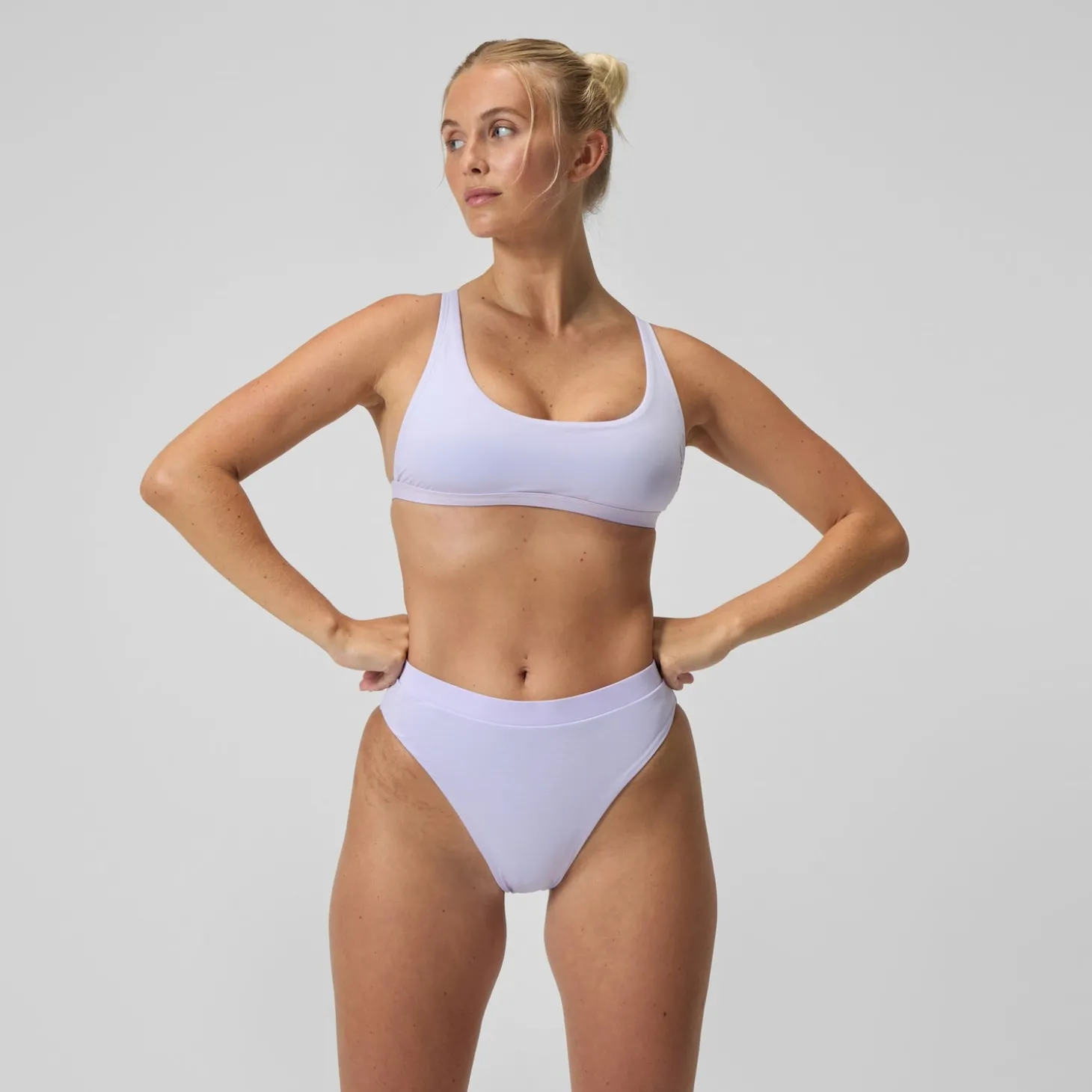Cheap Bas de bikini Femme FLU3NTE Solid taille haute lilas Femme Maillots 2 Pièces