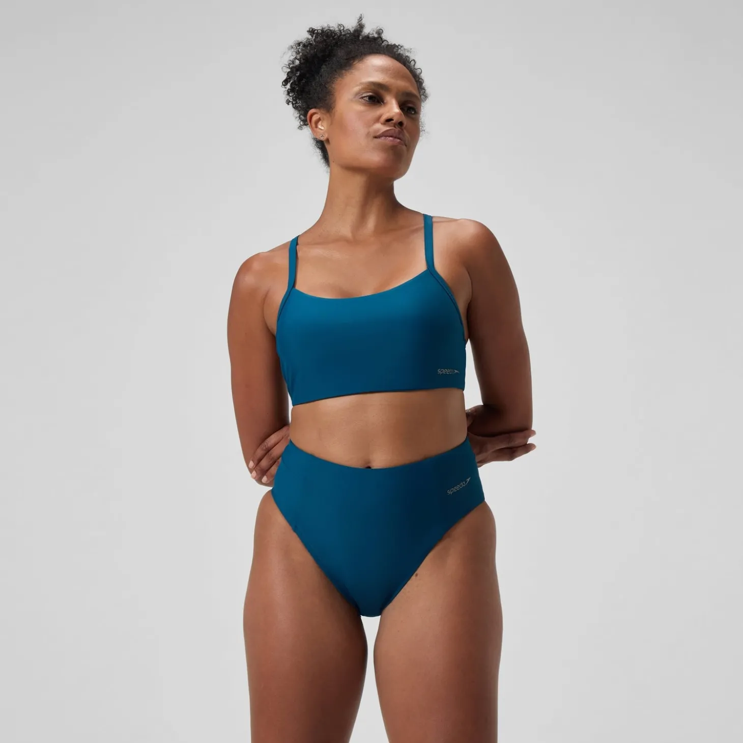 Discount Bas de bikini Femme Solid taille haute sarcelle foncé Femme Maillots 2 Pièces