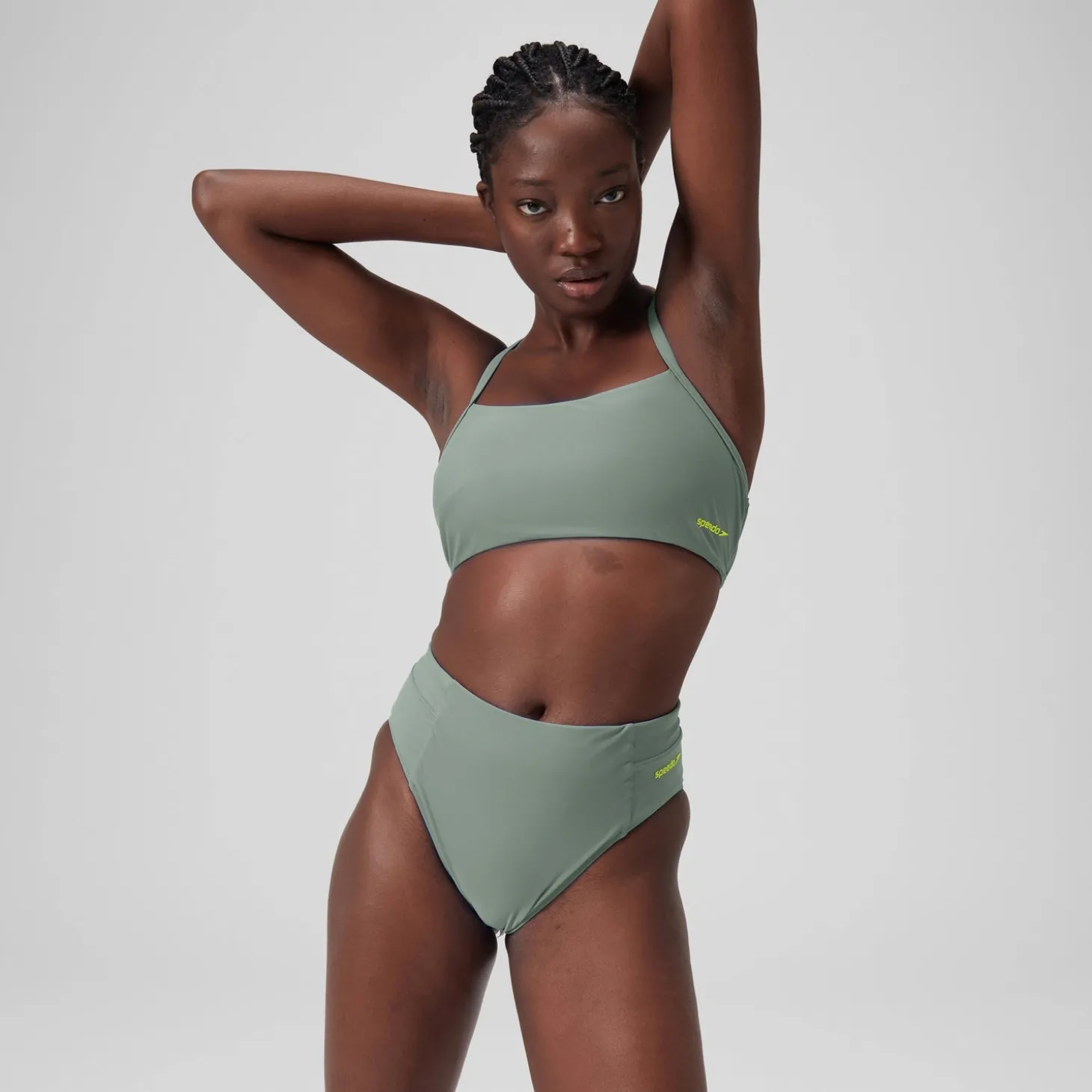 Store Bas de bikini taille haute uni Femme vert Femme Maillots 2 Pièces | Maillots 1 Pièce
