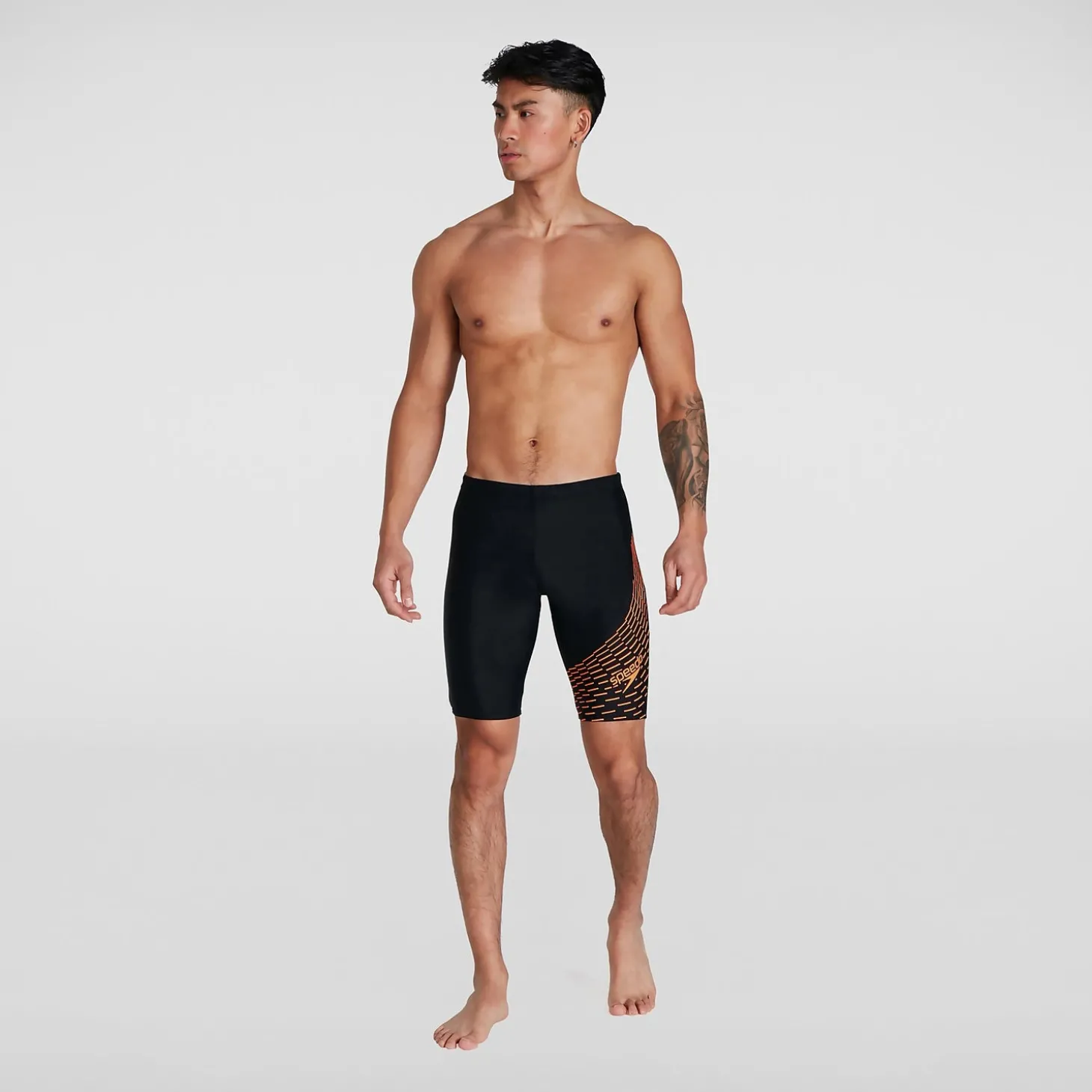 New Boxer de bain Homme Allover coupe en V noir/orange Homme Aquashorts