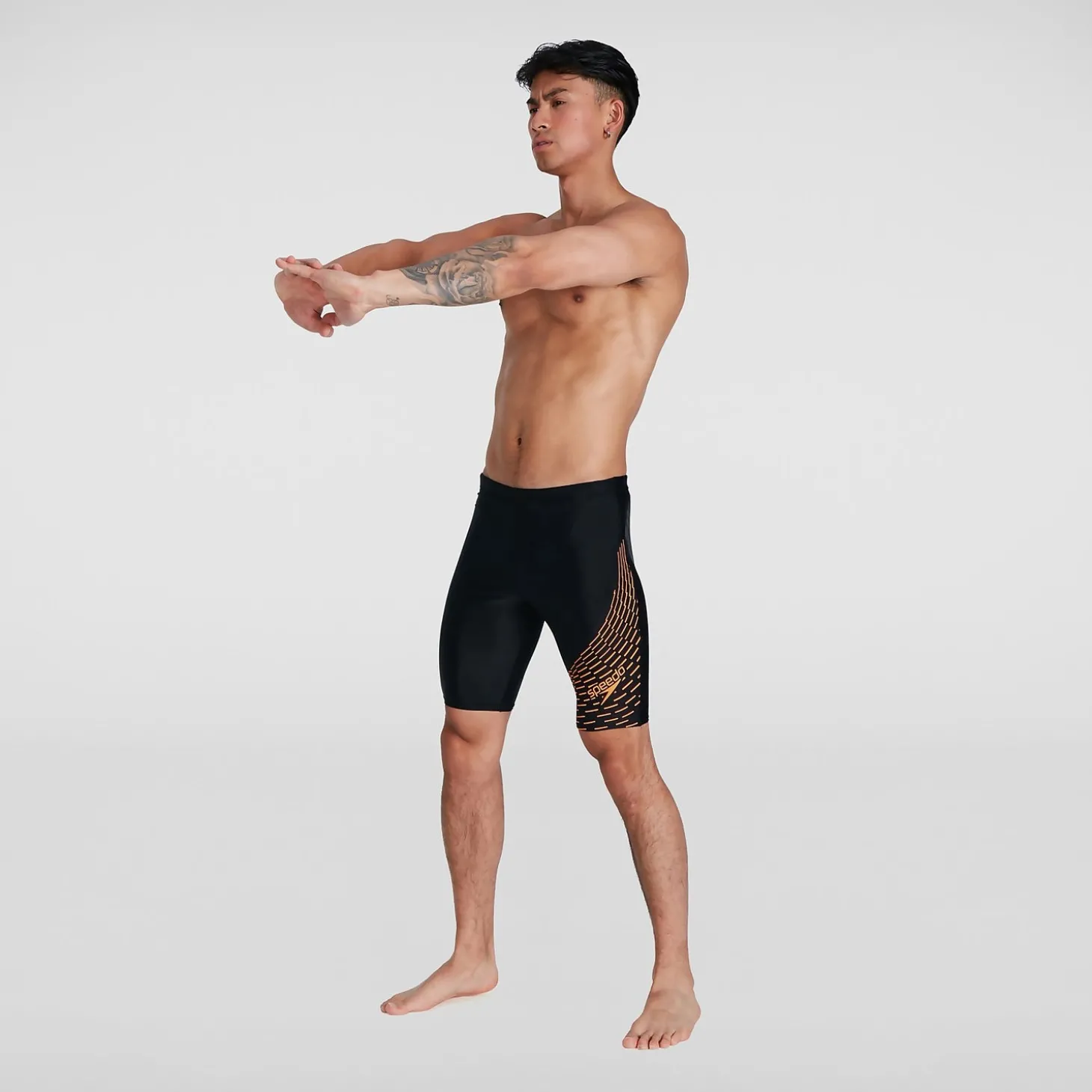 New Boxer de bain Homme Allover coupe en V noir/orange Homme Aquashorts