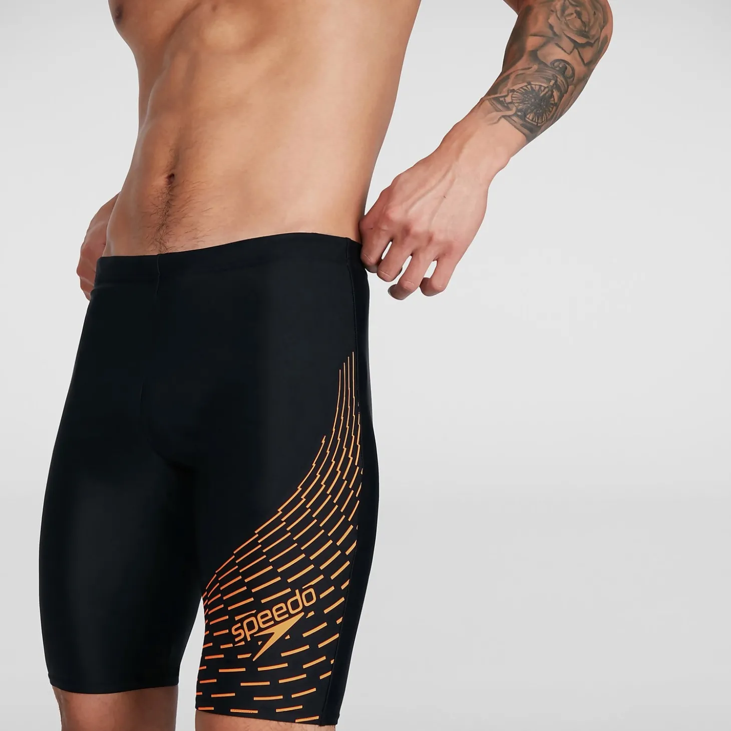 New Boxer de bain Homme Allover coupe en V noir/orange Homme Aquashorts