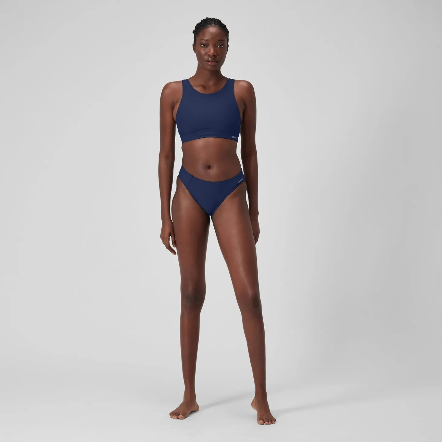 Best Haut uni à col montant avec maille filet pour Femmes Bleu céruléen Femme Maillots 2 Pièces