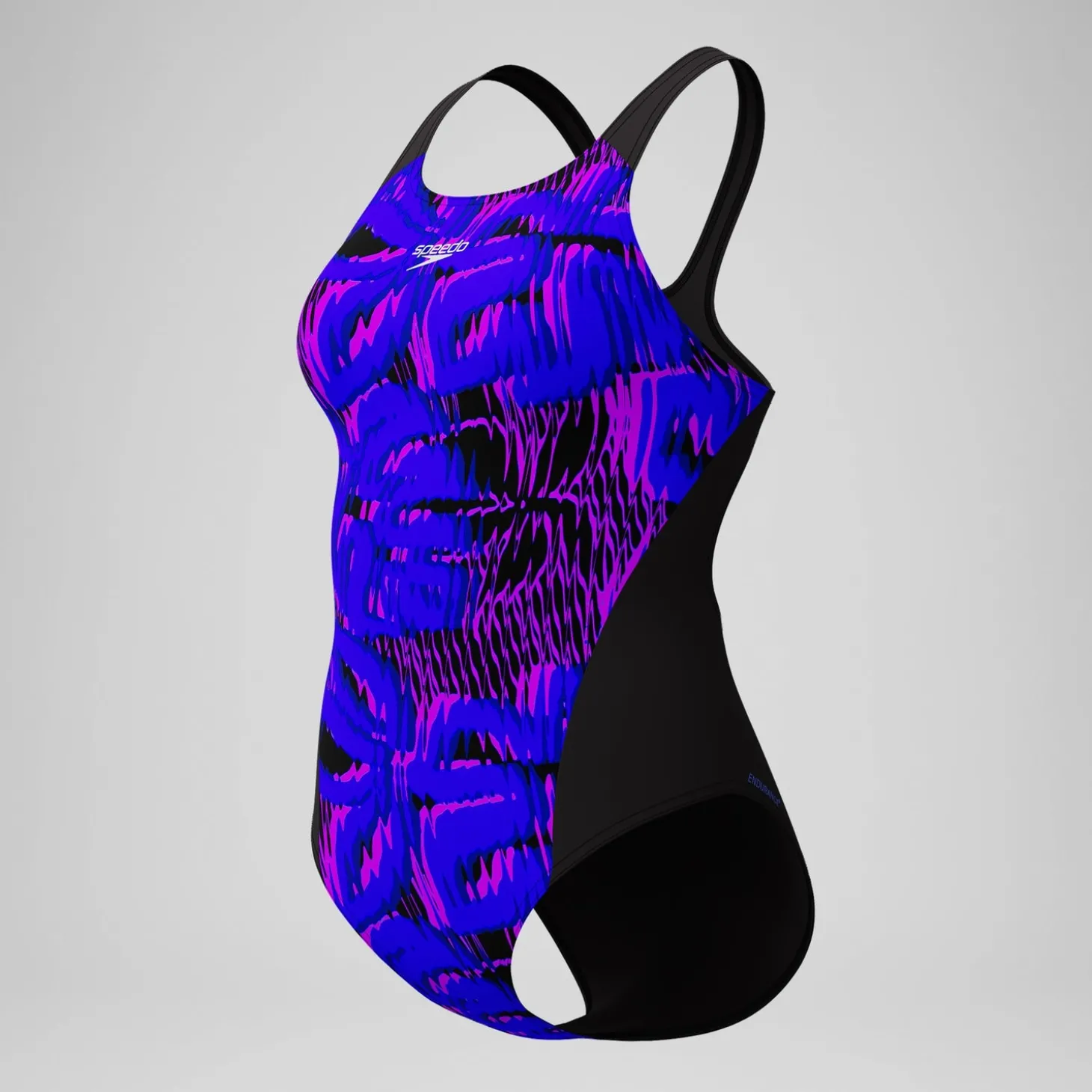 Online Maillot de bain Femme Club Training Recordback imprimé noir/bleu Femme Maillots 1 Pièce