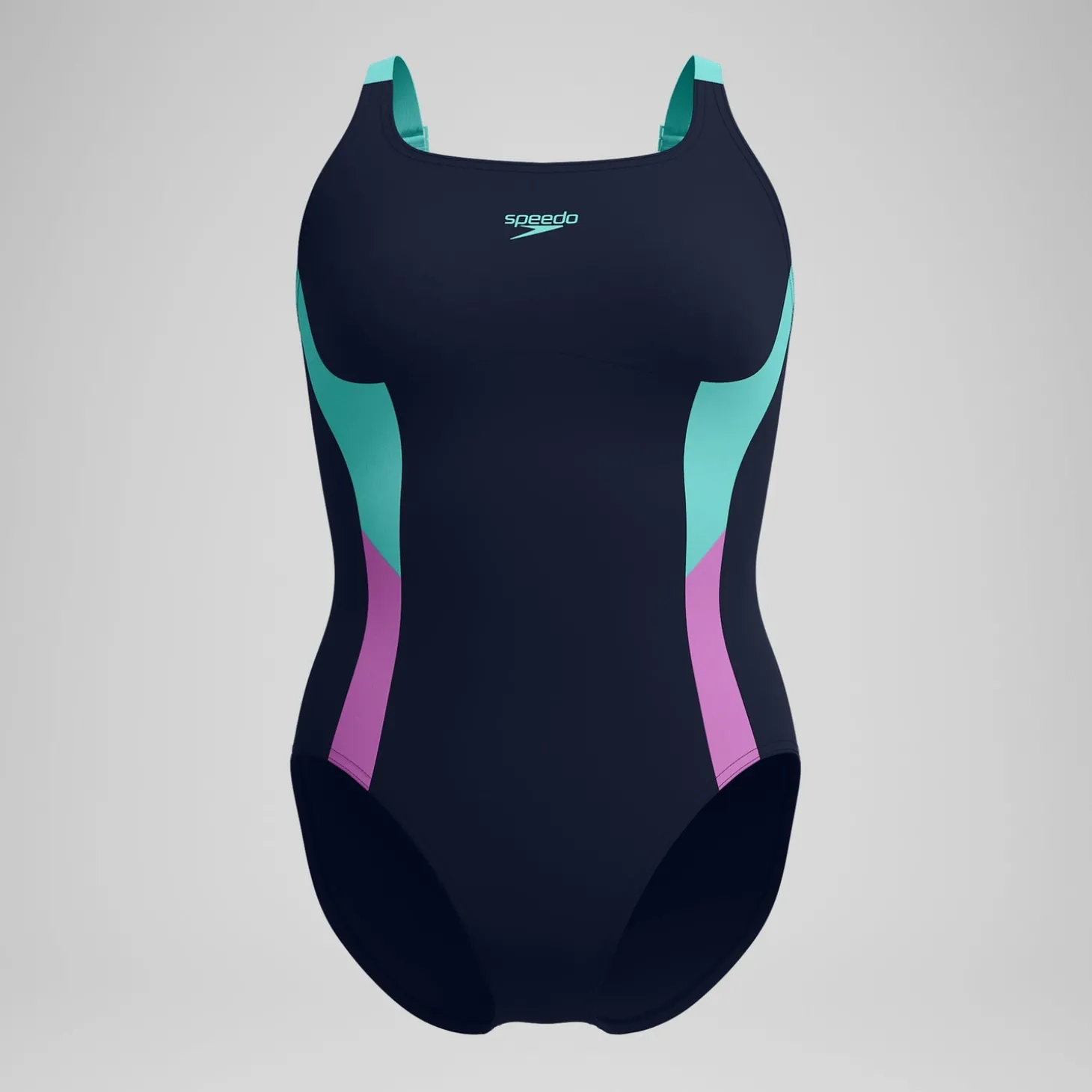 Best Sale Maillot de bain Femme effet galbant Solid Splice bleu marine/vert Femme Maillots 1 Pièce