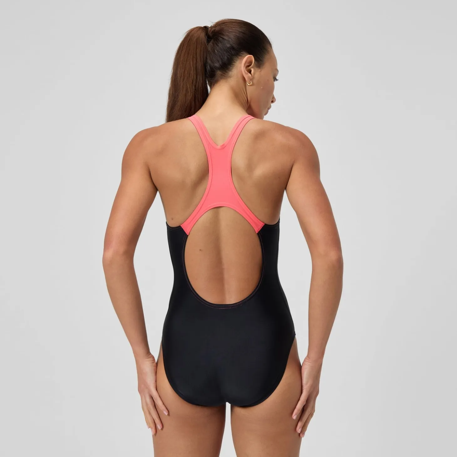 Cheap Maillot de bain Femme Medley Logo noir/corail Femme Maillots 1 Pièce