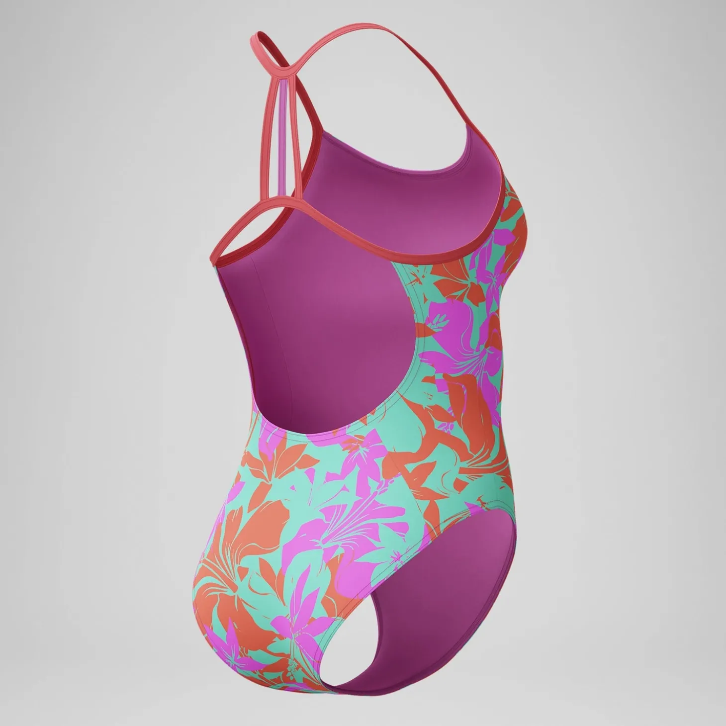 Flash Sale Maillot de bain Fille Club Training imprimé Lane Line Back rose/vert Enfant Maillots De Bain