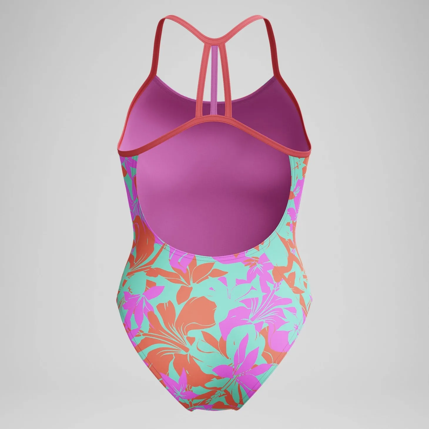 Flash Sale Maillot de bain Fille Club Training imprimé Lane Line Back rose/vert Enfant Maillots De Bain
