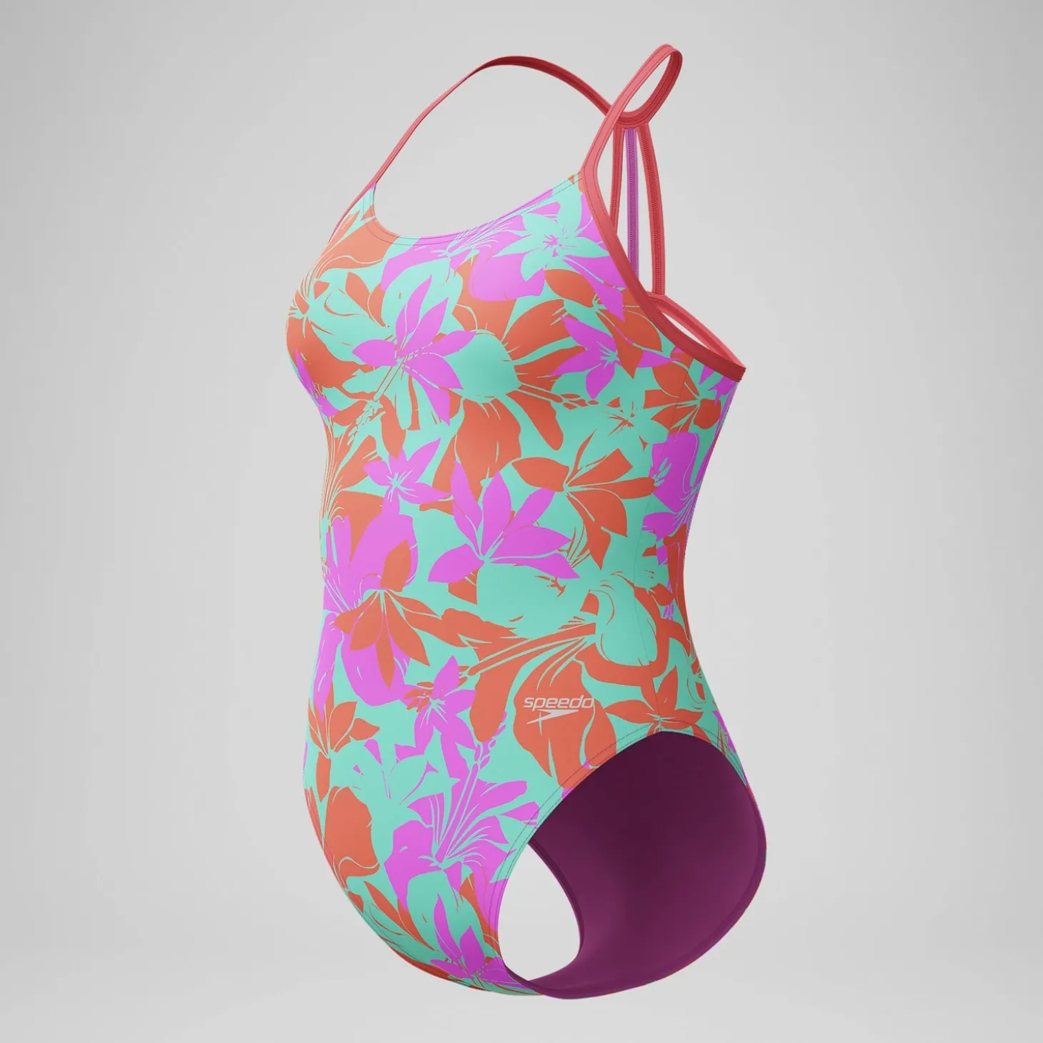 Flash Sale Maillot de bain Fille Club Training imprimé Lane Line Back rose/vert Enfant Maillots De Bain