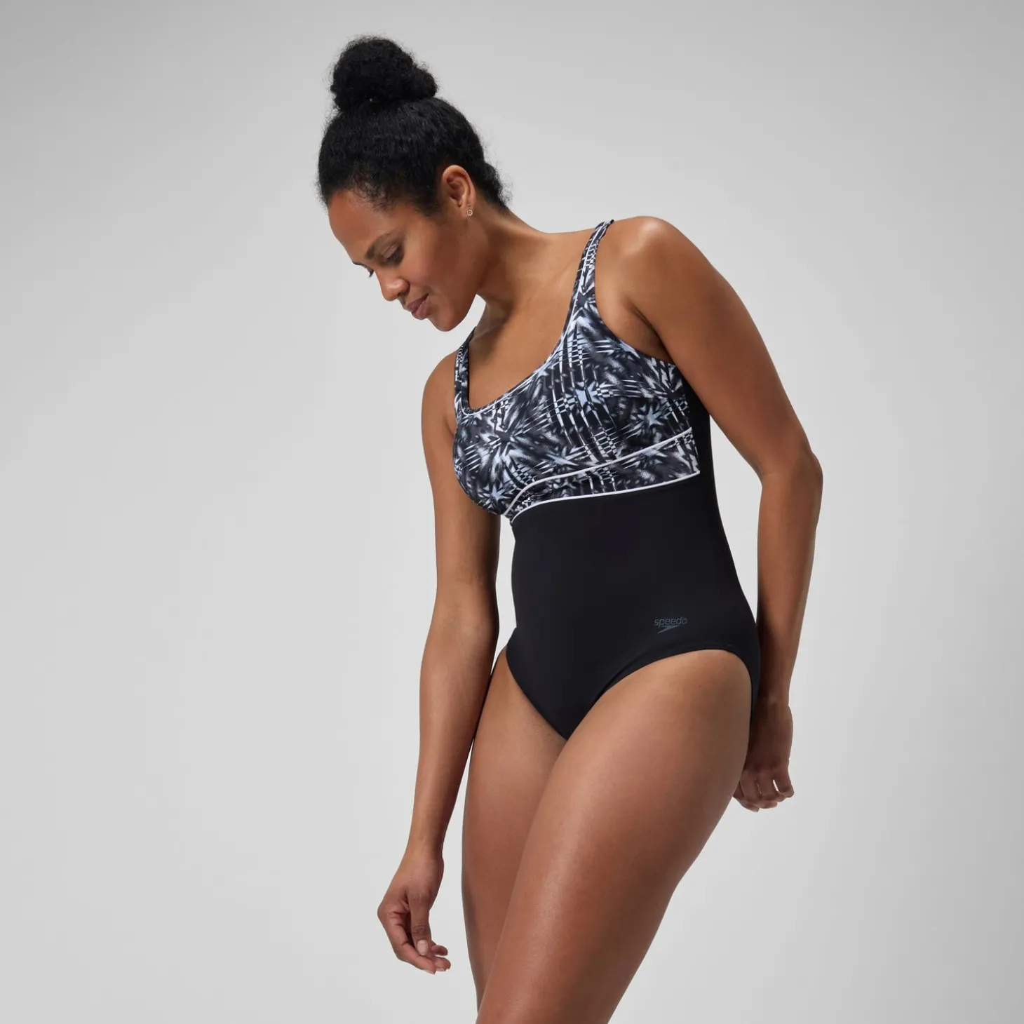 Cheap Maillot de bain gainant Femmes à imprimé Contour Eclipse pour Femmes Noir/Gris oxydé/Blanc Femme Maillots Galbant