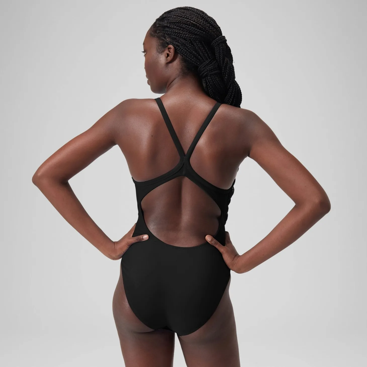 Sale Maillot de bain uni dos nageur Femme Gris foncé Femme Maillots 1 Pièce