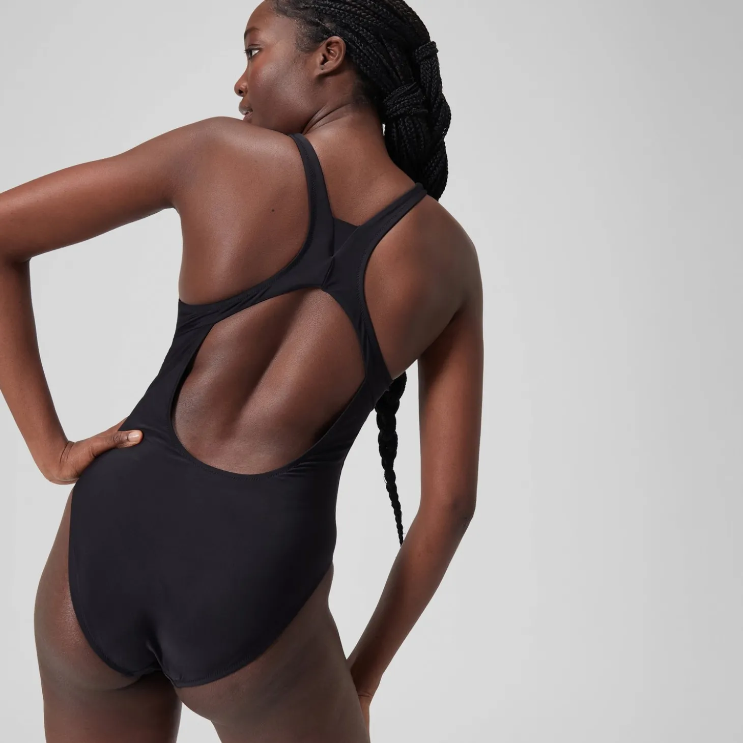 Fashion Maillot de bain uni ras de cou Femme Gris foncé Femme Maillots 1 Pièce