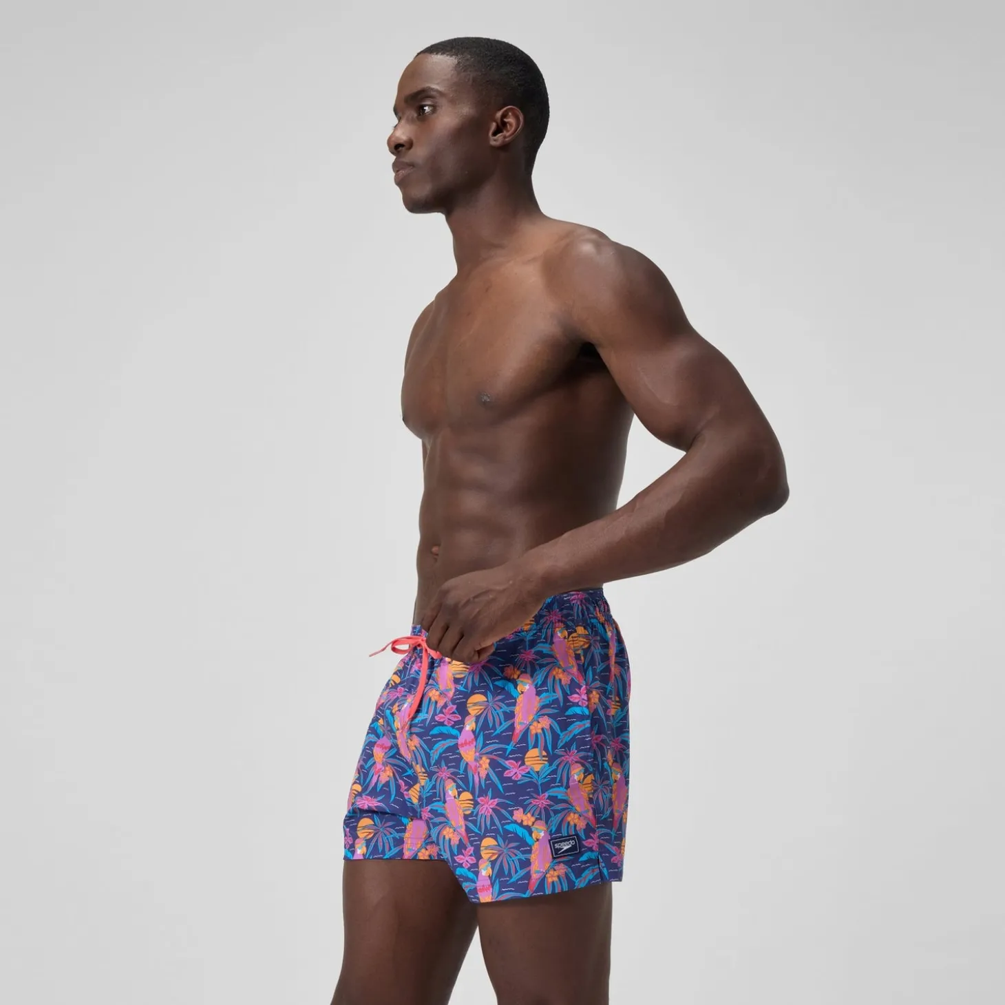 Clearance Short de bain Redondo Edge imprimé 35 cm, hommes, bleu/rose Homme Shorts De Bain