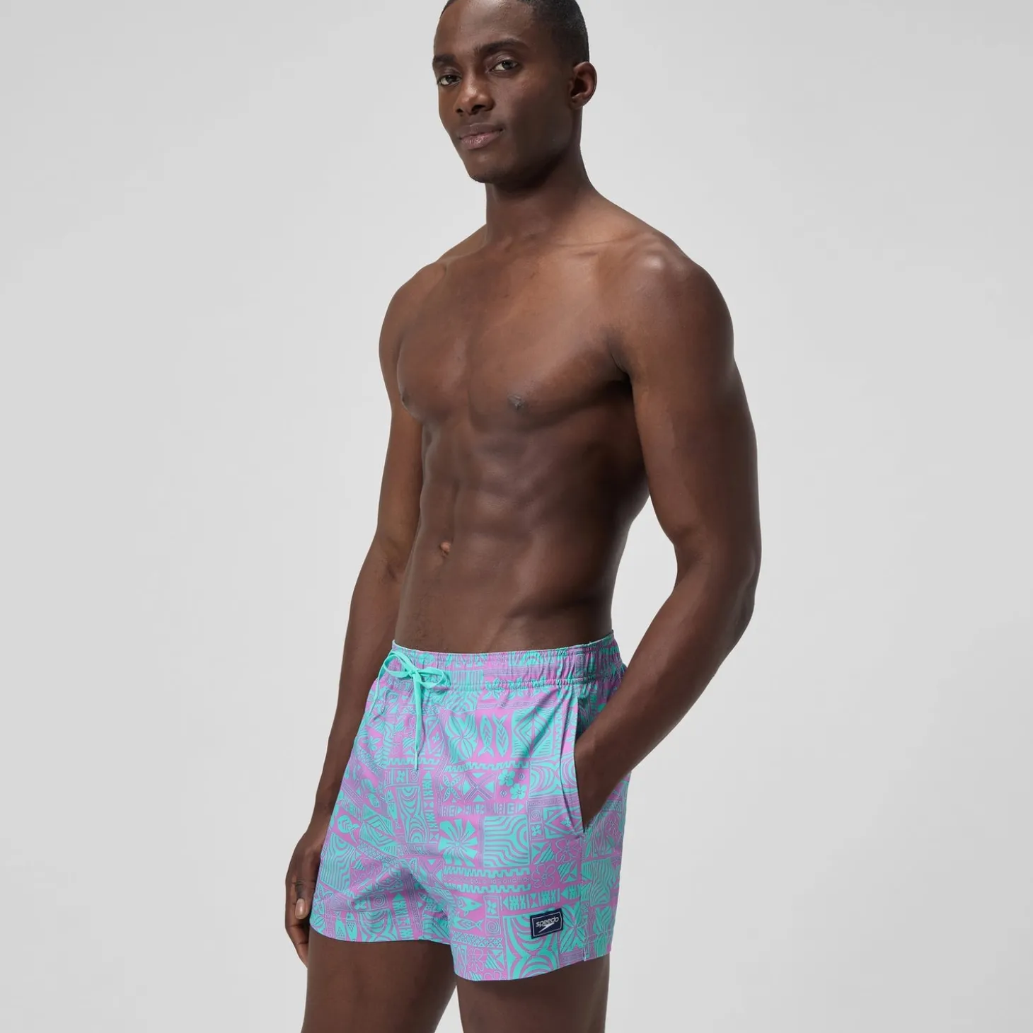 Online Short de bain Redondo Edge imprimé 35 cm, hommes, rose/bleu Homme Shorts De Bain