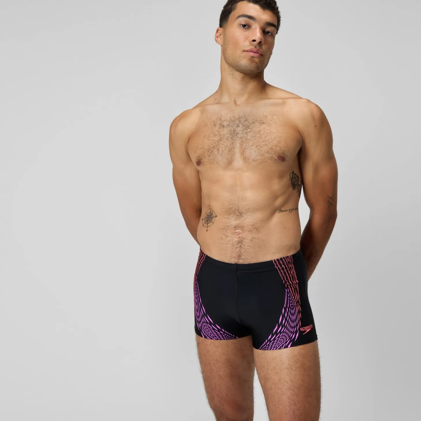 Hot Shorts de bain homme imprimé Duo Logo noir/orange Homme Aquashorts