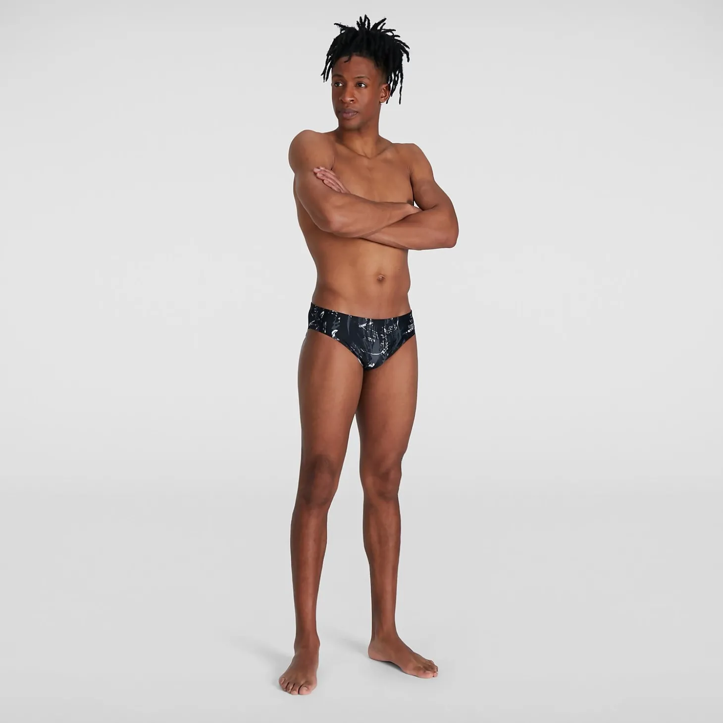 Online Slip de bain Allover Homme 7 cm noir/gris Homme Slips De Bain