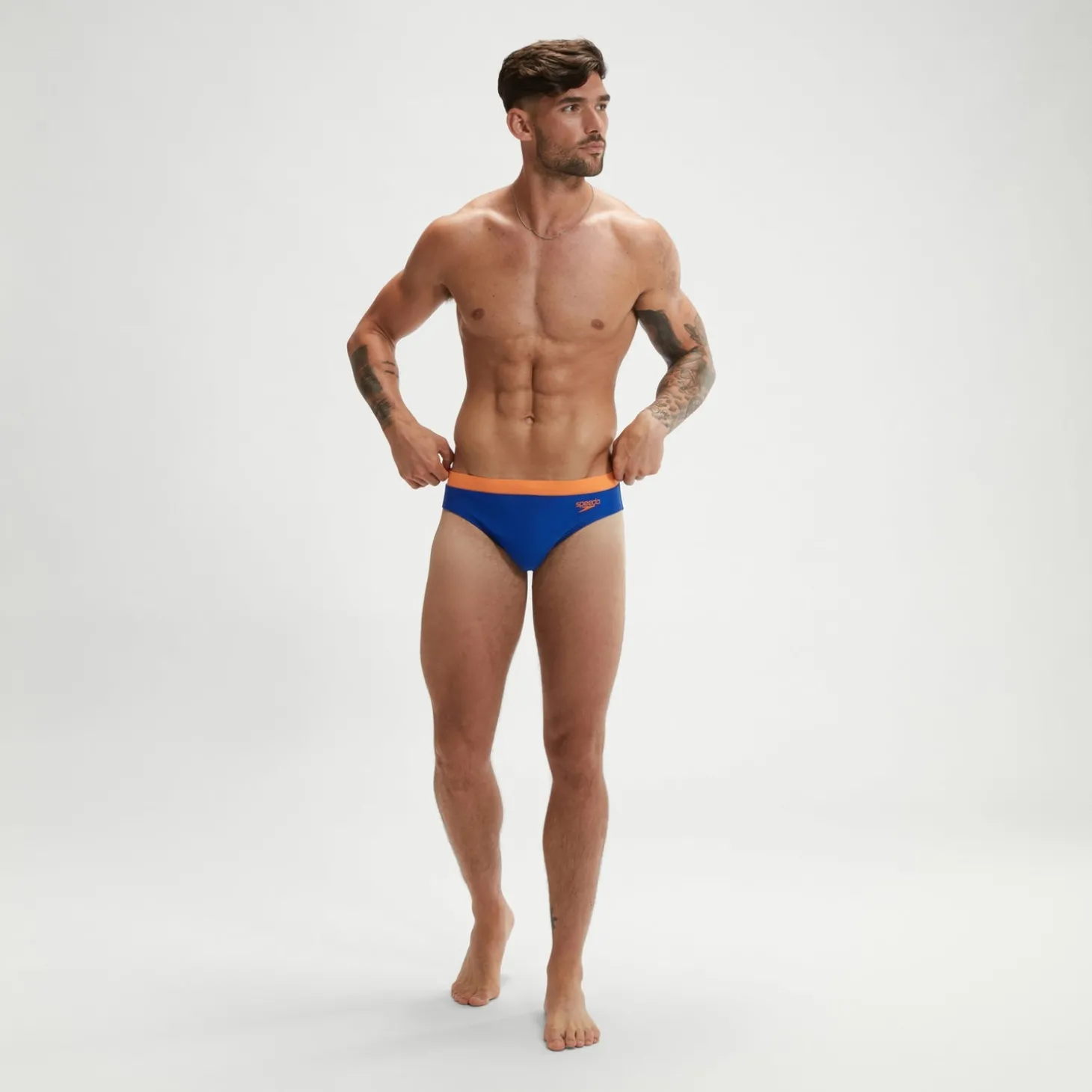 New Slip de bain Homme Logo 7 cm bleu/orange Homme Slips De Bain